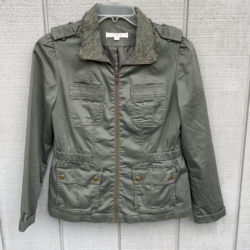 Loft Olive green multi fitted jacket Sz S